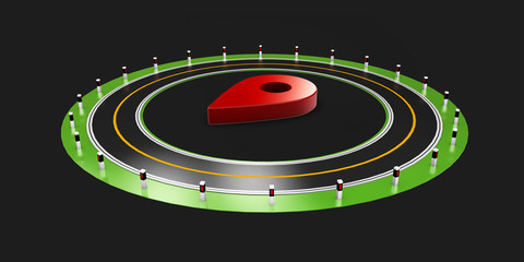 3d Illustration of Street Map with GPS Icons. Navigation