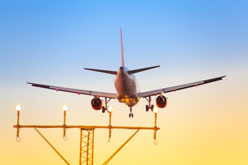 Passenger airplane preparing to landing