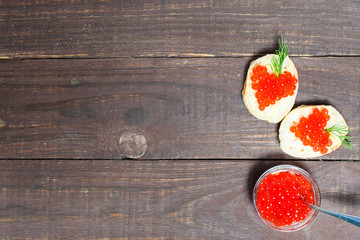 sandwiches with heart shaped red caviar