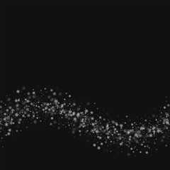 Beautiful snowfall. Bottom wave on black background. Vector illustration.