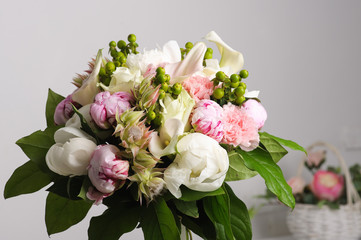 Bouquet of white peonies.