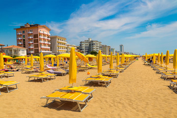 Umbrellas on beach of Lido di Jesolo - Powered by Adobe