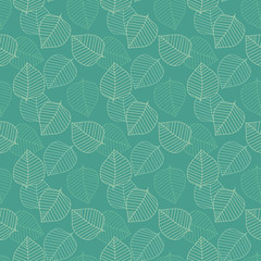 Vector seamless pattern. Decorative geometric leaves. Floral background with elegant botanical motif. Modern stylish ornament.