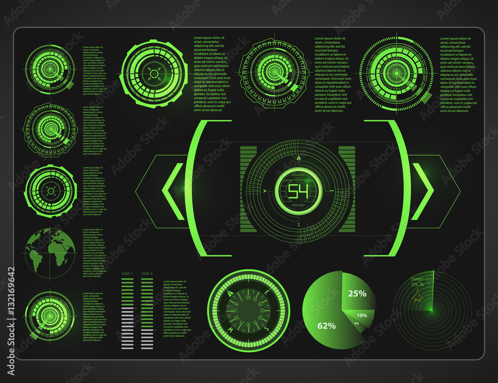 Poster hud background outer space. infographic elements.digital data, business abstract background. infogra