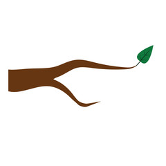 Branch illustration - glyph style icon - Brown and green