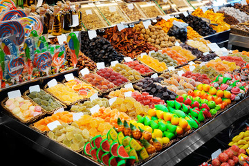 Assortment of sweets at market
