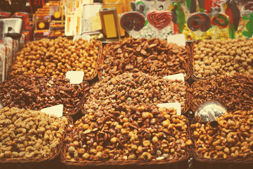 Assortment of sweets at market