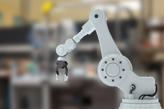 Composite image of robotic arm with claw 3d