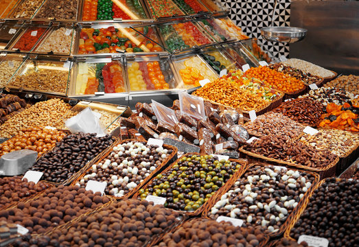 Assortment of sweets at market