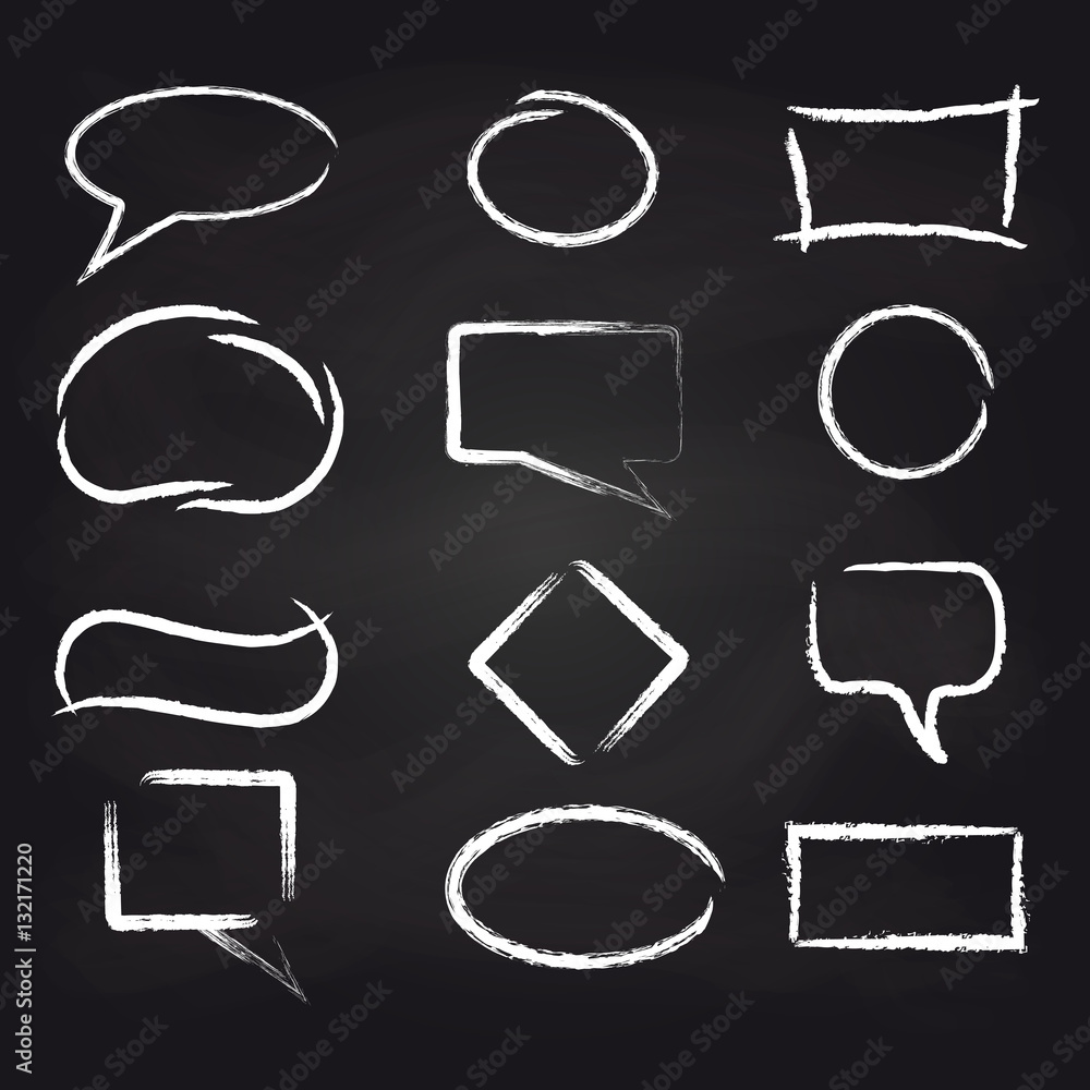 Canvas Prints chalk rough speech frames on blackboard background vector icons