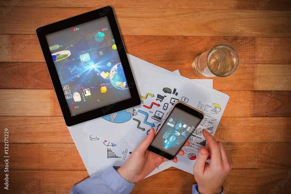 Poster composite image of global technology background