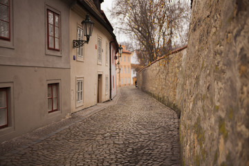 Fototapeta na wymiar Street in old town Prague blur effect
