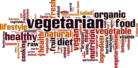 Vegetarian word cloud concept. Vector illustration