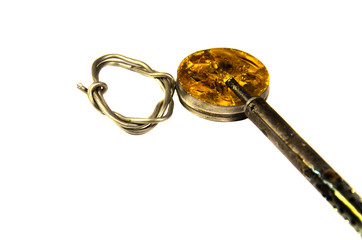 Soldering iron and rosin isolated on white background