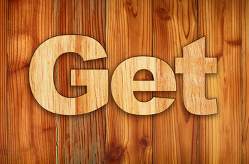 Beautiful wood background. Wooden words around about coffee shop or business. Coffee shop tags and banner equipments. A label for commercial use.