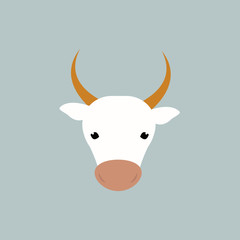 White cow head vector illustration.