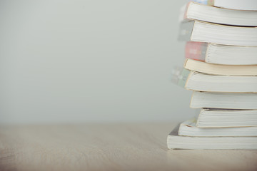 Books On Wooden Desk.