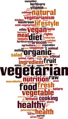 Vegetarian word cloud concept. Vector illustration