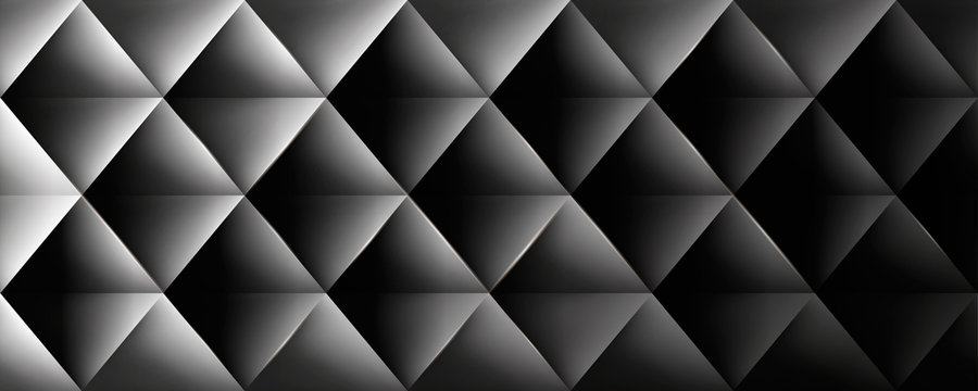 Retro background, triangles and rhombus, mesh gradient, transition from light to dark, vector wallpaper, black pattern