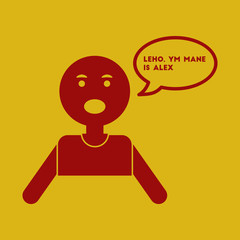 flat icon man has stroke attack so he speaks with grammatical errors