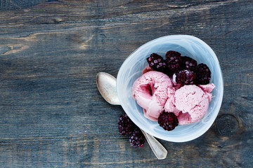 Homemade blackberry ice-cream