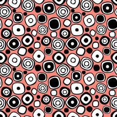 Seamless vector geometrical pattern. Endless background with hand drawn circles. Graphic illustration. Print for cover, fabric, wrapping, background.