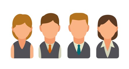 Set icon male and female faces business avatars. Flat illustration