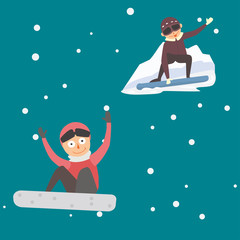 Snowboarder jump in different pose vector.