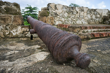 vintage cannon in Spanish fort Panama