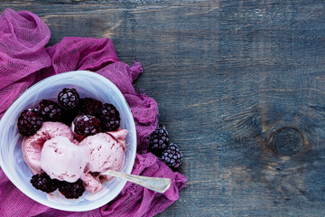 Homemade blackberry ice-cream