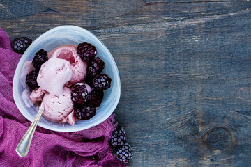 Homemade blackberry ice-cream