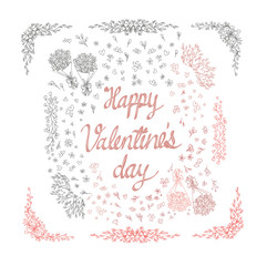 Vector hand drawn decorative elements for Valentine's day
