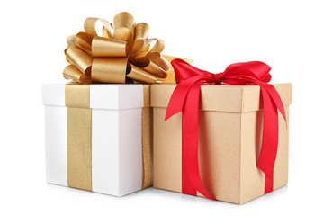 Set of gift boxes on white background