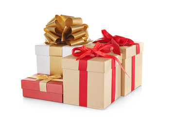 Set of gift boxes isolated on white