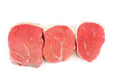 fresh chopped steak isolated on white background