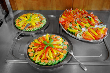 Vegetable cutting on a silver tray
