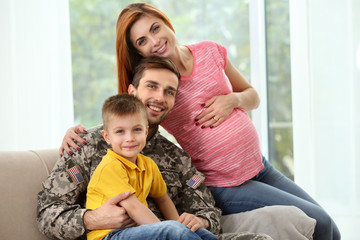 Fototapeta premium Soldier reunited with his family