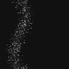 Obraz premium Beautiful snowfall. Left wave on black background. Vector illustration.