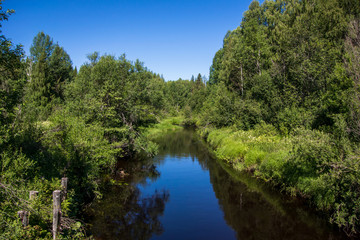 Fototapeta na wymiar Beautiful views of the river in Karelia