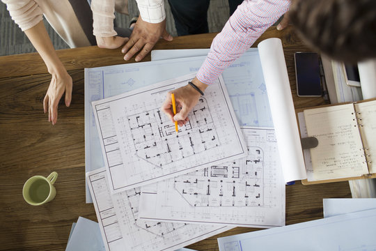 Architects working in the office