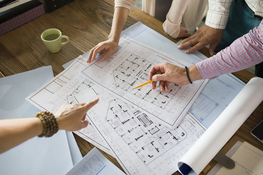 Architects working in the office