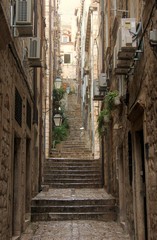 Fototapeta na wymiar Narrow streets of Dubrovnik Old Town, Croatia