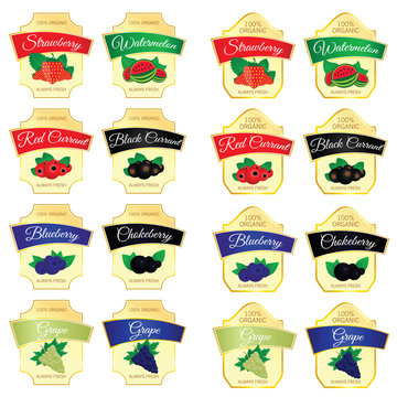 label of set always fesh organic food illustration in colorful