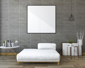 3d rendering modern grey wall with nice white cushion and mock up