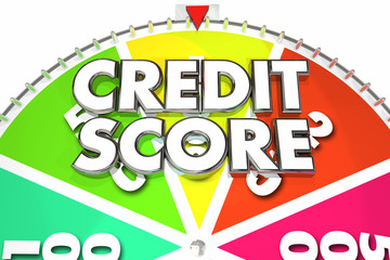 Credit Score Rating Number Win Best Spinning Wheel 3d Illustrati