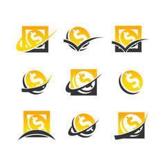 Set of gold dollar coin icons