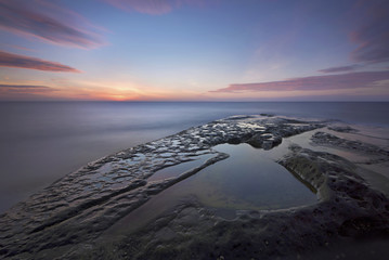 The beautiful scenery of the dusk in Kudat Sabah Malaysia Borneo. Long exposure photograph with...