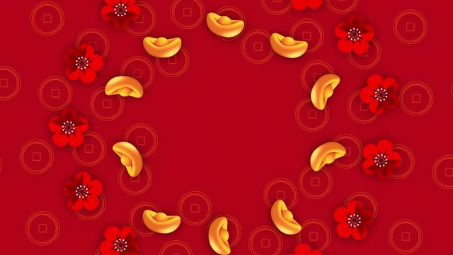 Loop Chinese New Year Background. Animated Beautiful Spring Festival Wallpaper.