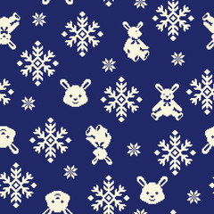 ウサギのノルディック柄