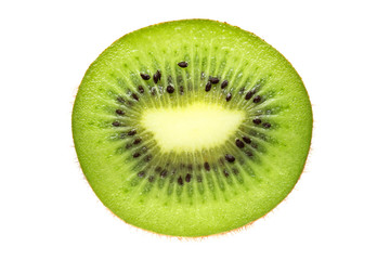 Naklejka na ściany i meble Slice of kiwi isolated on white background. Fresh juicy fruit